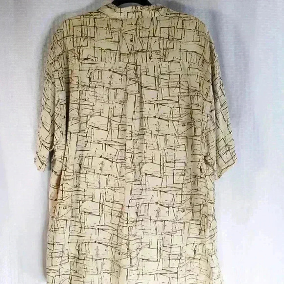 Perry Ellis Size XXL Tan/Brown 100% Silk button down - Picture 10 of 12